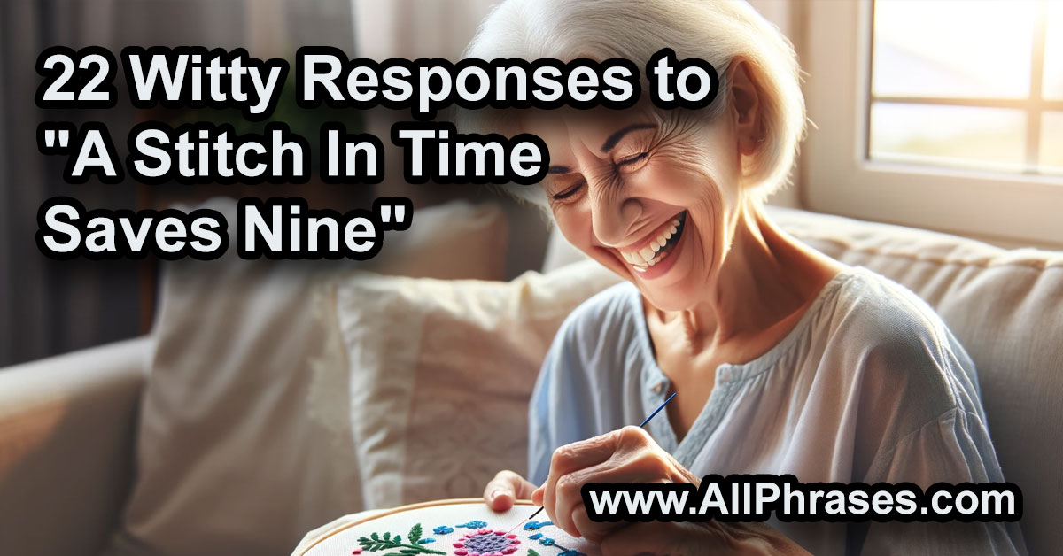 Witty Responses to A Stitch In Time Saves Nine